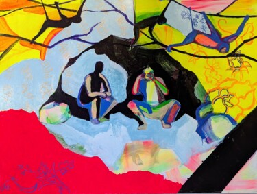 Painting titled "See no; jungle out…" by Rachel Kremidas, Original Artwork, Acrylic
