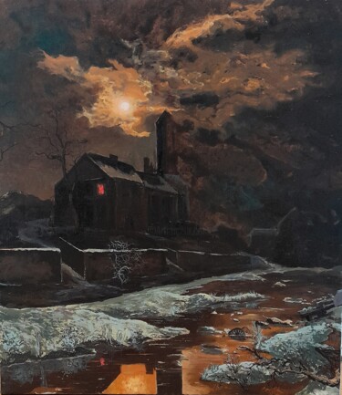Acrylic painting "The Night Before Christmas" Painting titled "Acrylic painting "T…" by Anton Zapotochnyi, Original Artwork, Acrylic Mounted on Wood Stretcher frame