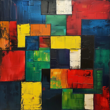 Painting titled "Echoes of Logic" by Marina Mark, Original Artwork, Oil