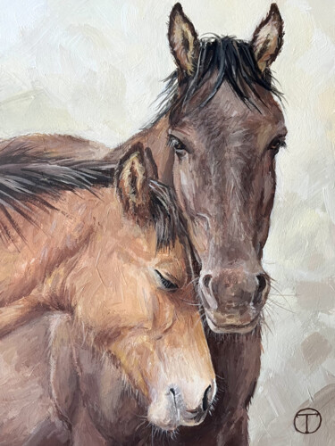 Schilderij getiteld "Horses 9" door Olia Tomkova, Origineel Kunstwerk, Acryl