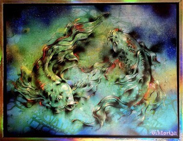 Pittura intitolato "Yin & Yang" da Viktorija Bulava Viktorija Bulava, Opera d'arte originale, Acrilico Montato su Telaio per…