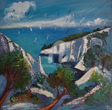 Peinture intitulée "Calanque aux oiseaux" par Milorv, Œuvre d'art originale, Huile