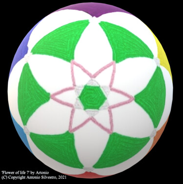 Digital Arts titled "Flower of Life 7" by Antonio Silvestro, Original Artwork, 3D Modeling