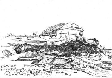 제목이 "Fels bei Arniston"인 그림 Herbert Wiedergut로, 원작, 잉크