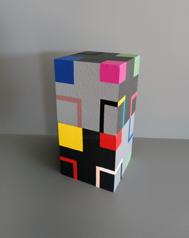 Escultura titulada "Cubes km" por Luis Medina, Obra de arte original, Madera