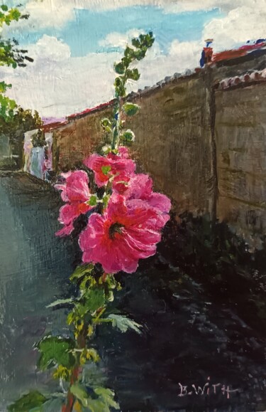 Peinture intitulée "ROSES TREMIERES D'O…" par Brigitte With, Œuvre d'art originale, Huile