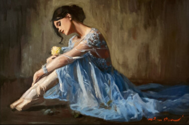 绘画 标题为“The Yellow Rose” 由William Oxer, 原创艺术品, 油