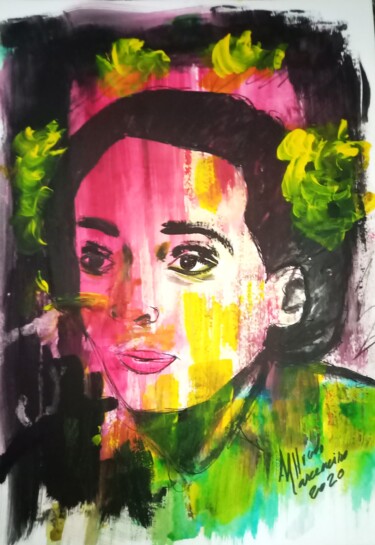 "Marguerite Duras" başlıklı Resim Alfredo Marceneiro tarafından, Orijinal sanat, Jel kalem