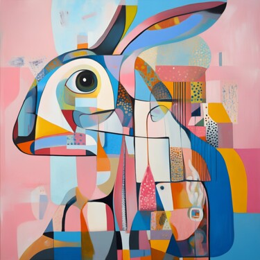 Arts numériques intitulée "Basquiat Bunny" par Anna Burger, Œuvre d'art originale, Collage numérique