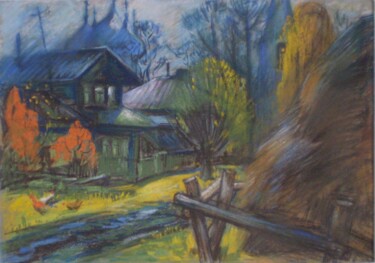 Schilderij getiteld "Дощова осінь." door Valerij Gren Ko, Origineel Kunstwerk, Pastel