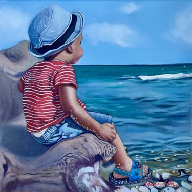 Niño contemplando la playa "Niño contemplando l…" başlıklı Tablo Maiker Ávila López tarafından, Orijinal sanat, Petrol