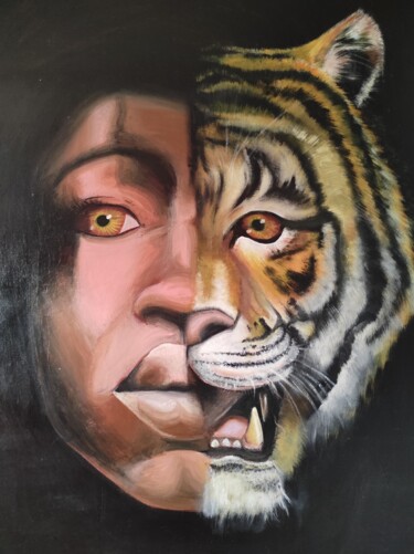 L'oeil du tigre 绘画 标题为“L'oeil du tigre” 由Tiphénomène, 原创艺术品, 丙烯