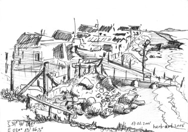 Zeichnungen mit dem Titel "Arniston" von Herbert Wiedergut, Original-Kunstwerk, Tinte