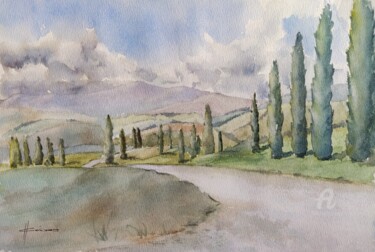 Painting titled "Exploring Val D'Orc…" by Horacio Cobas, Original Artwork, Watercolor