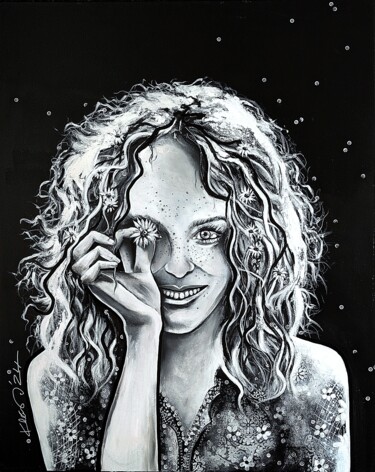 Malerei mit dem Titel "GÄNSEBLÜMCHEN" von Ute Kleist, Original-Kunstwerk, Öl