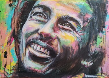 Peinture intitulée "Bob Marley multicol…" par Tiphénomène, Œuvre d'art originale, Acrylique