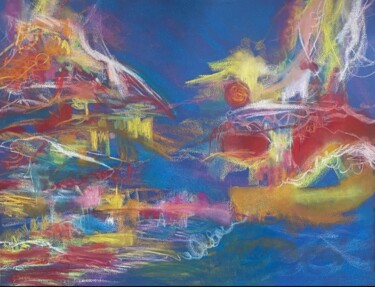 绘画 标题为“Lumières de vie.” 由Gilles Surgès, 原创艺术品, 粉彩 安装在玻璃上