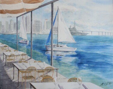 绘画 标题为“San Diego Bay Calif…” 由Peter Lee, 原创艺术品, 水彩