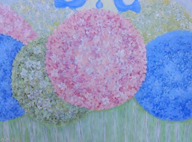 Hydrangeas Peinture intitulée "Hydrangeas" par Virginija Grudžinskienė, Œuvre d'art originale, Acrylique Monté sur artwork_cat.