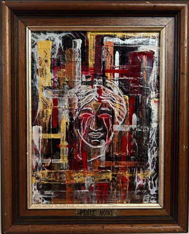 Painting titled "Flaming red tears" by Gianni Piermatteo, Original Artwork, Acrylic Mounted on Wood Stretcher frame