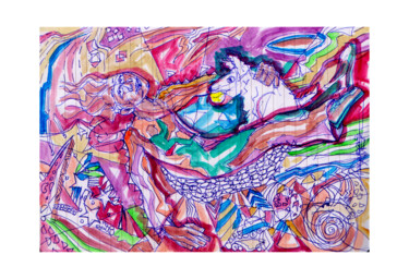 Disegno intitolato "Manifestation oniri…" da Frédéric Avez, Opera d'arte originale, Biro