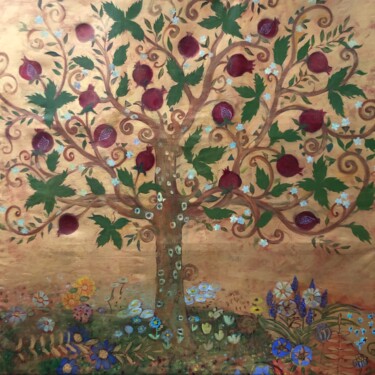 Painting titled "Lebensbaum" by Elena Stauffer, Original Artwork, Acrylic