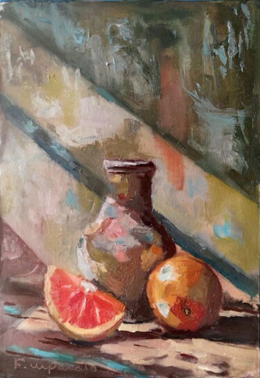 Painting titled "Les pamplemousses" by Frédéric Imparato, Original Artwork, Oil