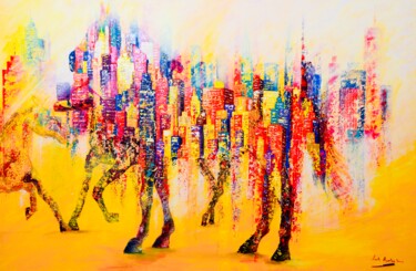 绘画 标题为“Le Manège” 由Nicole Azoulay, 原创艺术品, 丙烯 安装在木质担架架上