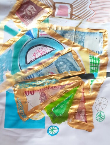 Collages titled "Forint" by Ronnie Kolner, Original Artwork, Collages