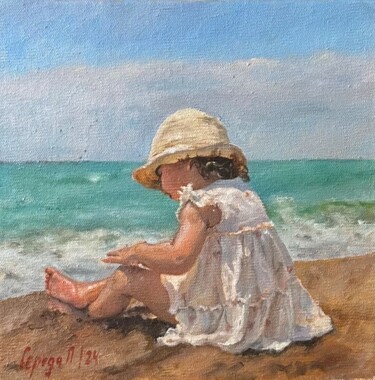 Painting titled "Летние забавы / sum…" by Polina Sereda, Original Artwork, Oil Mounted on Wood Stretcher frame