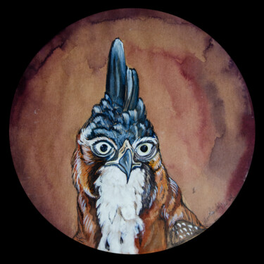 Painting titled "hawk portrait" by Merve Gürlek, Original Artwork, Watercolor