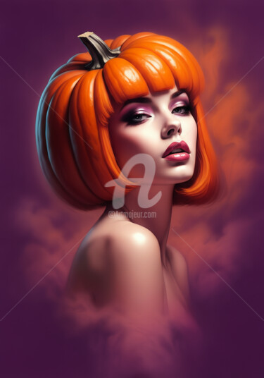 Digital Arts titled "pumpkin hair" by Caprice, Original Artwork, AI generated image