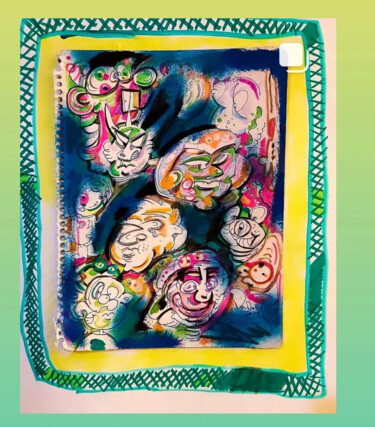 Σχέδιο με τίτλο "Faces (abstraction)" από Adrian Dordelly, Αυθεντικά έργα τέχνης, Ακρυλικό