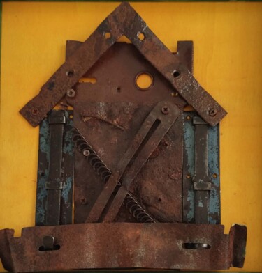 Collages getiteld "FERROVIARIOS 2" door Luis Manuel Ruiz, Origineel Kunstwerk, Metalen