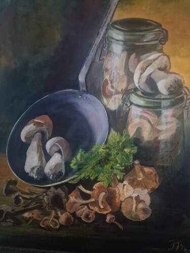 Malerei mit dem Titel "Retour de forêt" von Pastelle42, Original-Kunstwerk, Öl Auf Keilrahmen aus Holz montiert