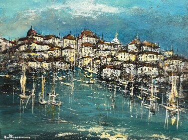 Peinture intitulée "La cité portuaire" par Daniel Bathiard, Œuvre d'art originale, Huile