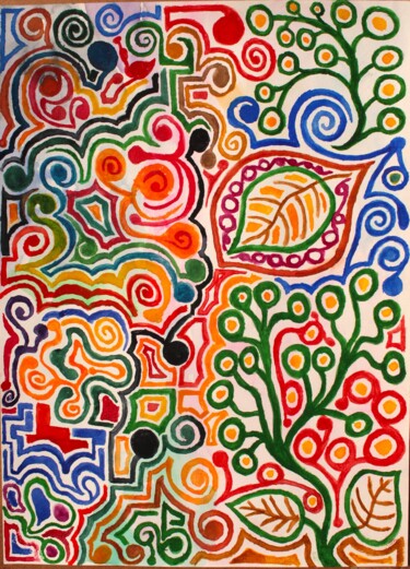 Peinture intitulée "M  08-24-7" par Philip Moreau, Œuvre d'art originale, Aquarelle