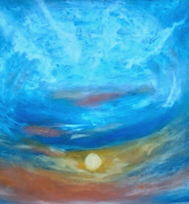 Clouds Schilderij getiteld "Clouds" door Anna Salzmann, Origineel Kunstwerk, Pastel Gemonteerd op Karton