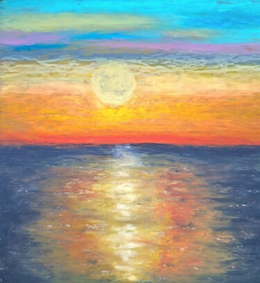 绘画 标题为“Evening sea” 由Anna Salzmann, 原创艺术品, 粉彩 安装在纸板上