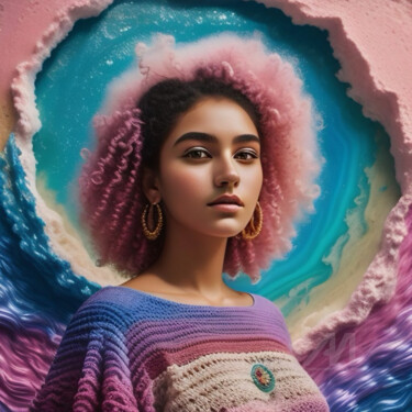 Maya in Pink, teal and sublime salt Digital Arts titled "Maya in Pink, teal…" by Davina Dugnas, Original Artwork, Digital Painting