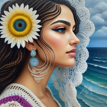 数字艺术 标题为“Eve and Gentle Sea…” 由Davina Dugnas, 原创艺术品, 数字油画