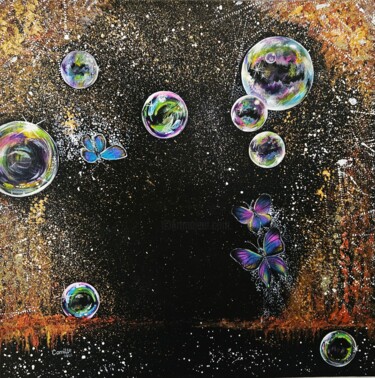 Peinture intitulée "Bulles sur Bronze" par Camille Zéphyr, Œuvre d'art originale, Acrylique