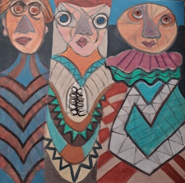 Un Air de Famille ( Triptyque D ) Malerei mit dem Titel "Un Air de Famille…" von Jacques Desvaux (JD), Original-Kunstwerk, Acryl