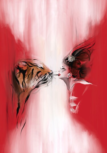 数字艺术 标题为“LADY TAMER RED” 由Yulia Smirnova, 原创艺术品, 数字油画