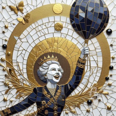 Digitale Kunst getiteld "Queen Elizabeth II…" door Davina Dugnas, Origineel Kunstwerk, Digitaal Schilderwerk