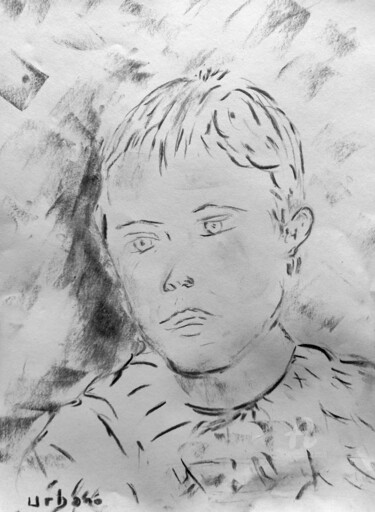 Drawing titled "Louis à 5 ans" by Roberto Urbano, Original Artwork, Charcoal