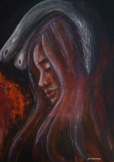Your sweet bunny, series The familiar principle Painting titled "Your sweet bunny, s…" by An Viaznikova, Original Artwork, Acrylic Mounted on Wood Stretcher frame