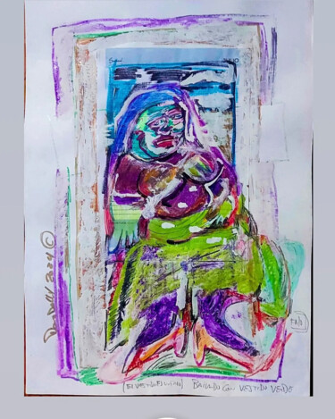 Disegno intitolato "Bailando con vestid…" da Adrian Dordelly, Opera d'arte originale, Olio