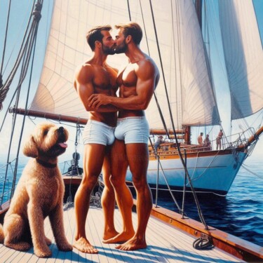 ON THE YACHT (I) 绘画 标题为“ON THE YACHT (I)” 由Anthony Wittaker, 原创艺术品, 丙烯 安装在木质担架架上