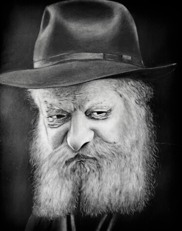 图画 标题为“The Rebbe” 由John Thomas, 原创艺术品, 木炭